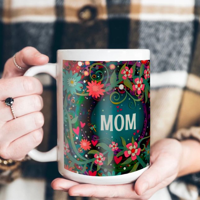 Elegant Mum Pink Green Floral Inspirivity Coffee Mug (Creator Uploaded)