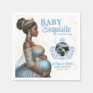 Elegant Mum to be Blue & Gold Royal Baby Shower Napkin