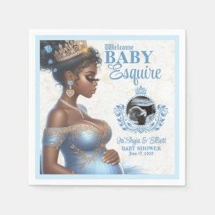Elegant Mum to be Blue & Gold Royal Baby Shower Napkin
