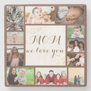 Elegant Mum We Love You Photo Collage  Stone Coaster