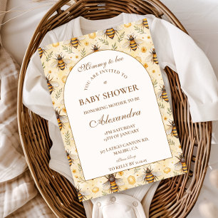 Elegant Mummy to Bee Baby Shower Invitation