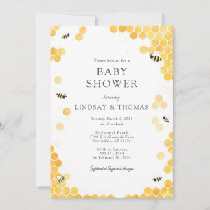 Elegant Mummy to Bee Baby Shower Invitation