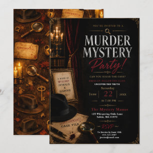 Elegant Murder Mystery Party Invitation