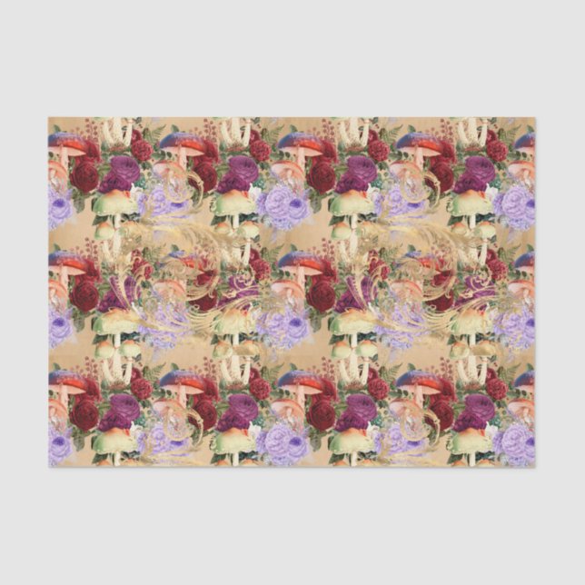 Elegant Mushroom Collage Tissue Paper (Front)