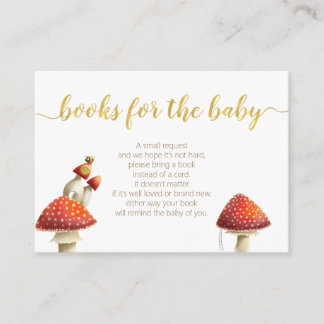 Elegant mushrooms & bees, gold foil books for baby enclosure card