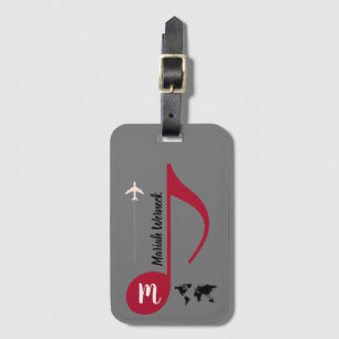 elegant music bag tag with name of musician