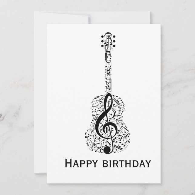 Elegant Music Note Birthday Greeting Card (Front)
