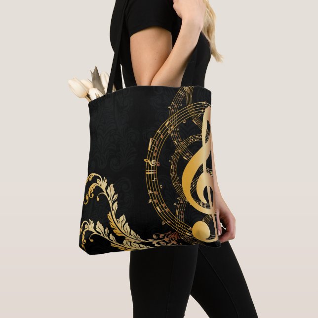 Elegant Music Note design Tote Bag (Close Up)