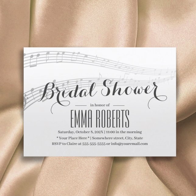 Elegant Music Notes Bridal Shower Invitations (Creator Uploaded)