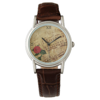 Elegant music notes floral watch