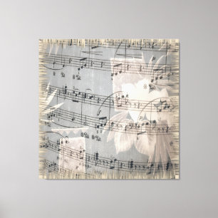 Elegant Music Notes In Blue And Beige Canvas Print