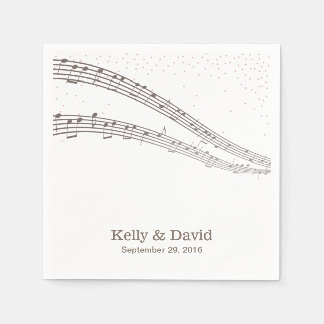 Elegant Music Notes Musical Wedding Paper Napkins (Front)