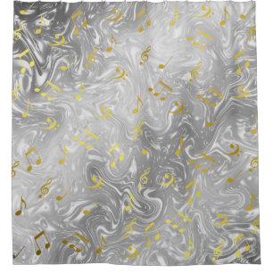 elegant music notes pattern shower curtain