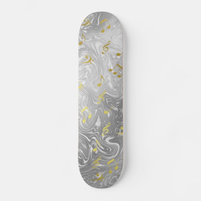 elegant music notes pattern skateboard (Front)