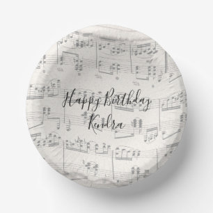 Elegant Music Notes with Script Paper Plate