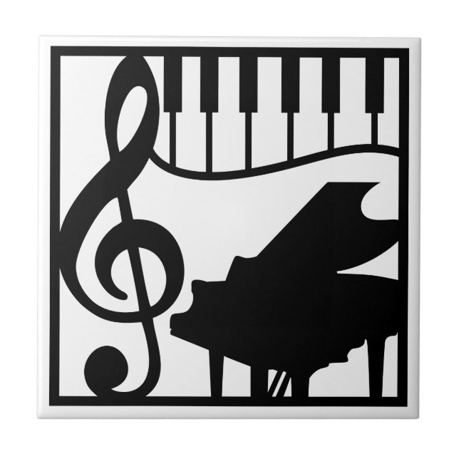 Elegant Music Piano Keyboard Clef Note Stylish Tile (Front)