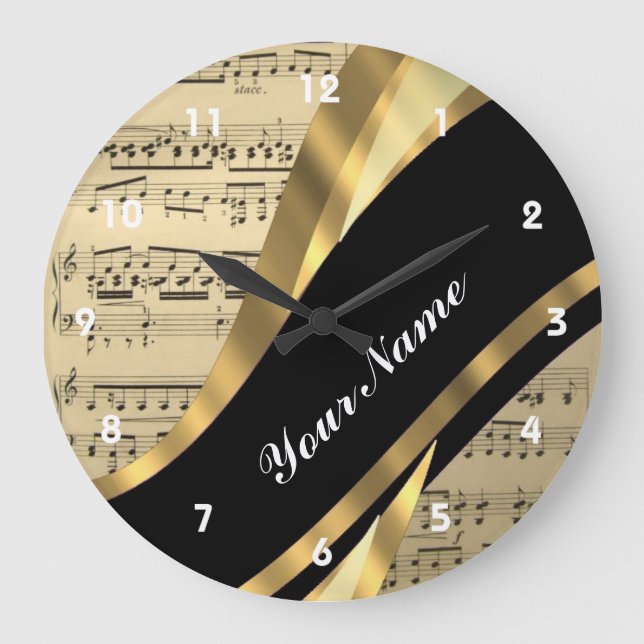 Elegant music sheet large clock (Front)