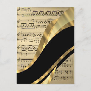 Elegant music sheet postcard