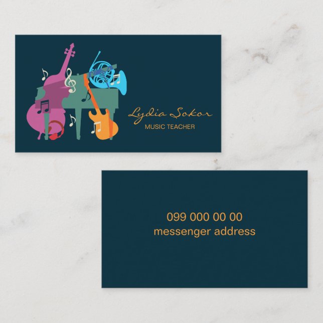 Elegant Music Teacher Business Card (Front/Back)