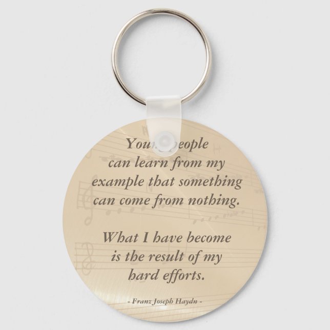 Elegant Music Teacher Haydn Quote Key Ring (Front)
