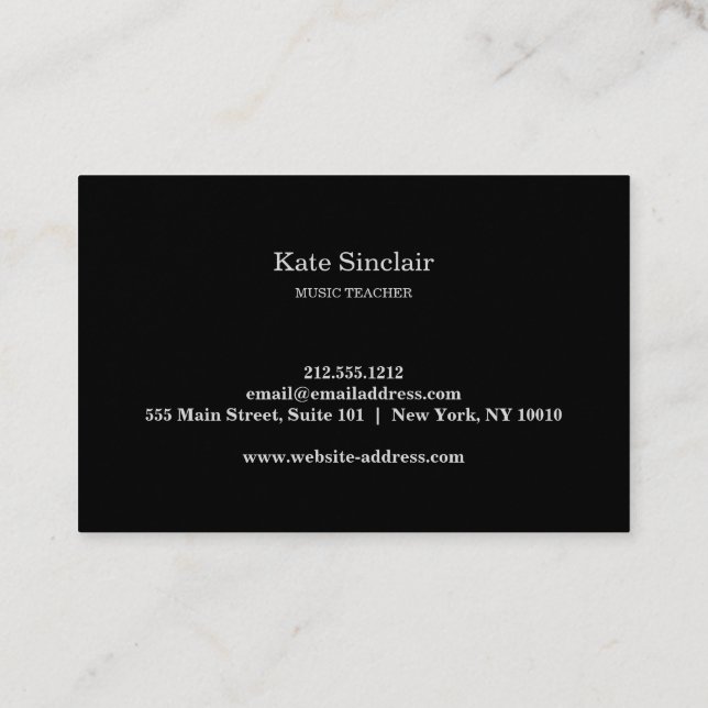 Elegant Music Teacher Keys Musical Business Card (Back)