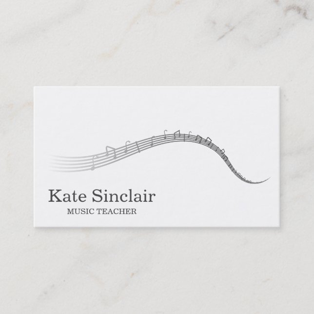 Elegant Music Teacher Keys Musical Business Card (Front)