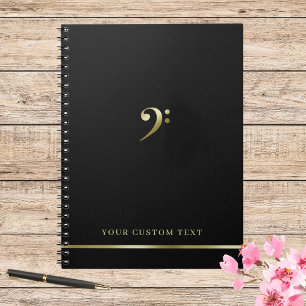 Elegant Music Teacher Office Bass Clef Modern Notebook