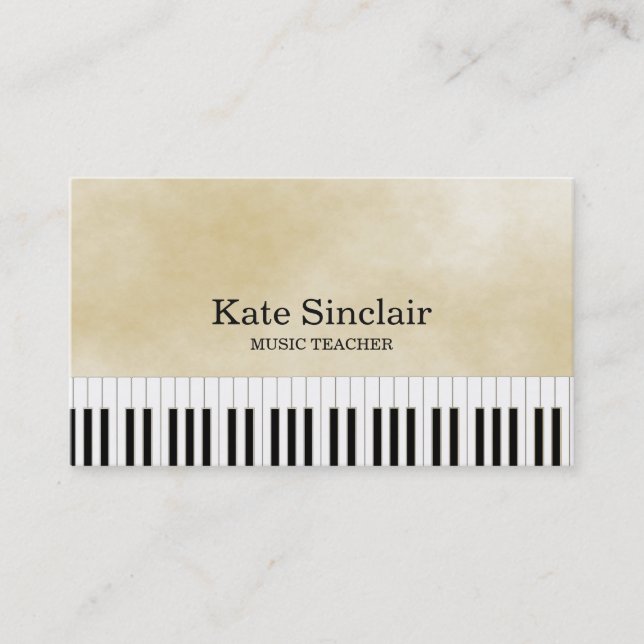 Elegant Music Teacher Piano Keys Musical Business  Business Card (Front)