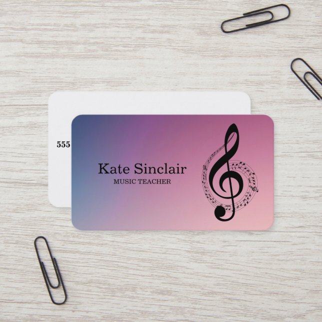 Elegant Music Teacher Piano Keys Musical Business Card (Front/Back In Situ)