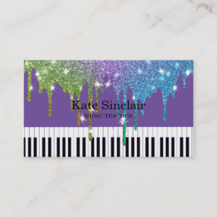Elegant Music Teacher Piano Keys Musical Business Card