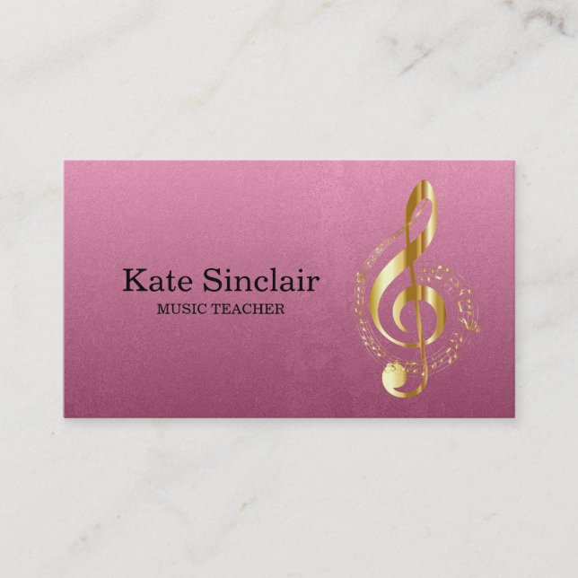 Elegant Music Teacher Piano Keys Musical Business Card (Front)