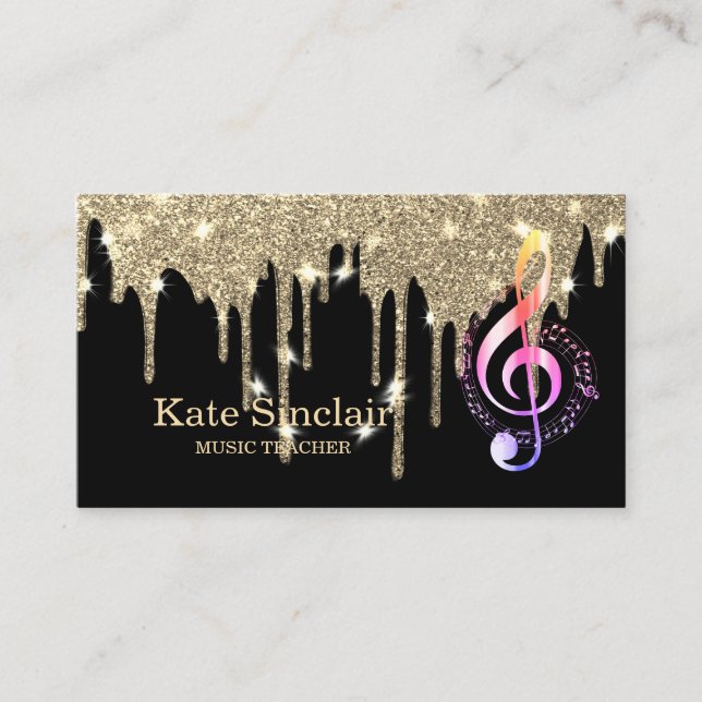 Elegant Music Teacher Piano Keys Musical Business Card (Front)