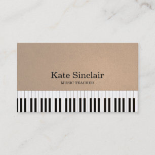 Elegant Music Teacher Piano Keys Musical Business Card