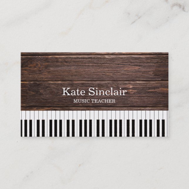 Elegant Music Teacher Piano Keys Musical Business Card (Front)