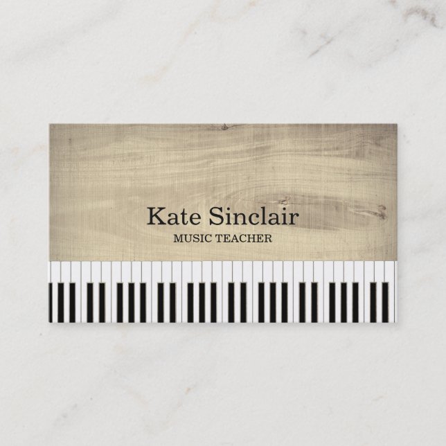 Elegant Music Teacher Piano Keys Musical Business Card (Front)