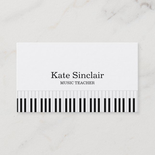 Elegant Music Teacher Piano Keys Musical Business Card (Front)
