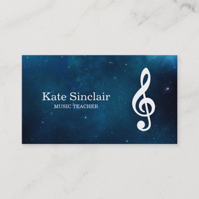 Elegant Music Teacher Piano Keys Musical Business Card (Front)