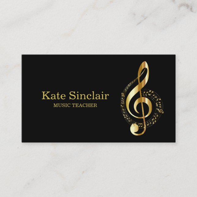 Elegant Music Teacher Piano Keys Musical Business Card (Front)