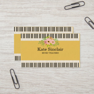 Elegant Music Teacher Piano Keys Musical Business Card