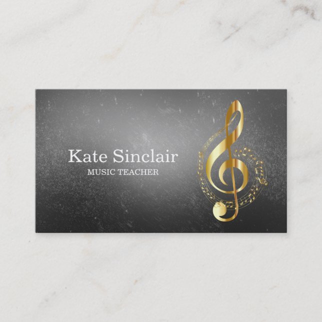 Elegant Music Teacher Piano Keys Musical Business Card (Front)