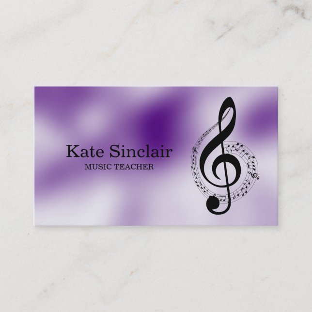 Elegant Music Teacher Piano Keys Musical Business Card (Front)