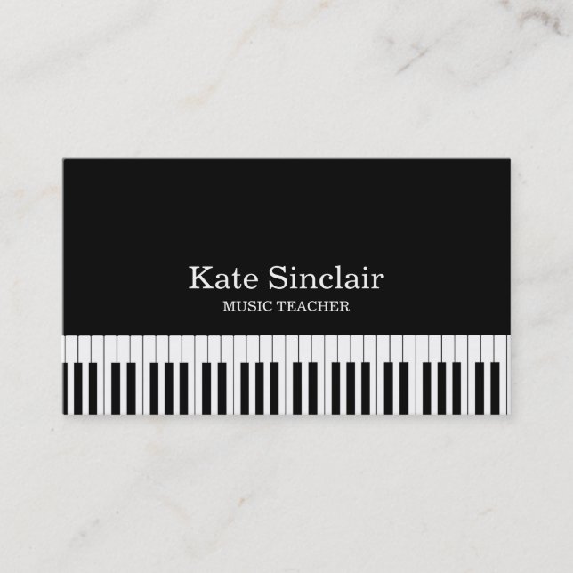 Elegant Music Teacher Piano Keys Musical Business Card (Front)
