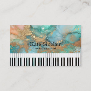 Elegant Music Teacher Piano Keys Musical Business Card