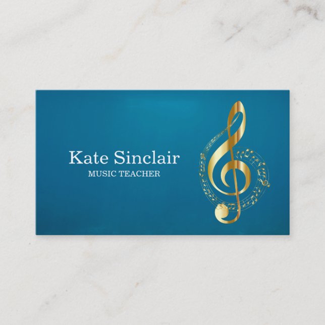 Elegant Music Teacher Piano Keys Musical Business Card (Front)