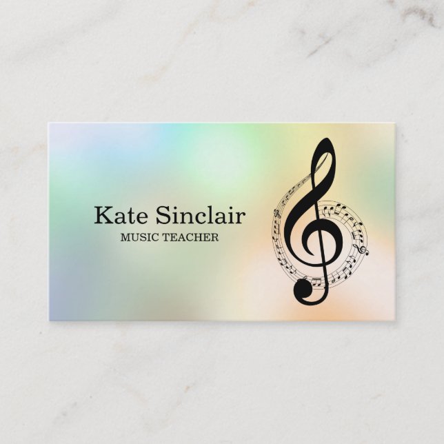 Elegant Music Teacher Piano Keys Musical Business Card (Front)