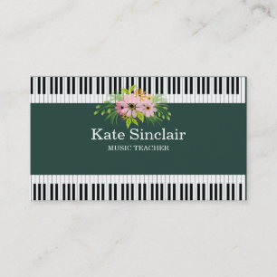 Elegant Music Teacher Piano Keys Musical Business Card