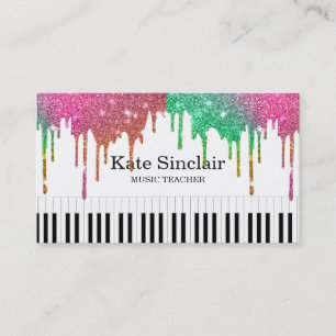 Elegant Music Teacher Piano Keys Musical Business Card