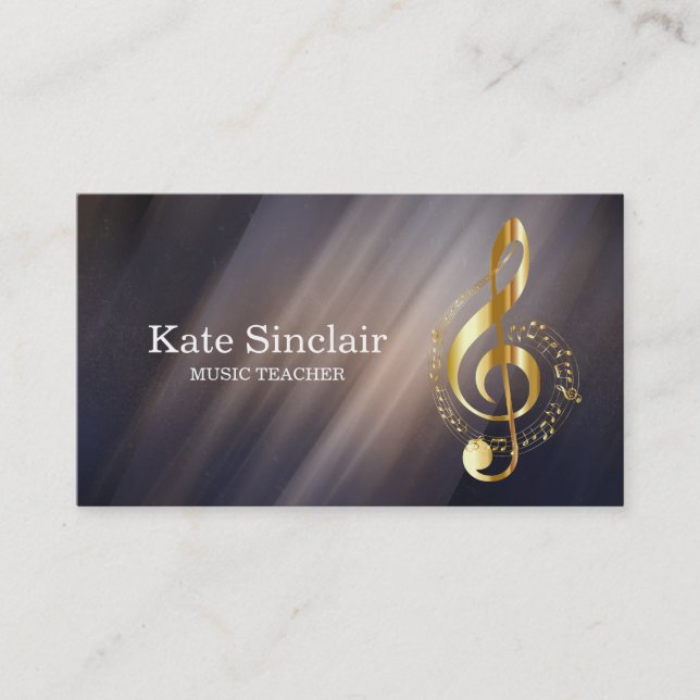 Elegant Music Teacher Piano Keys Musical Business Card (Front)