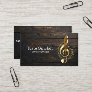 Elegant Music Teacher Piano Keys Musical wooden Business Card