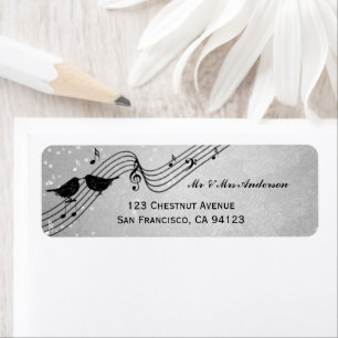 Elegant Music Theme Wedding Return Address Label